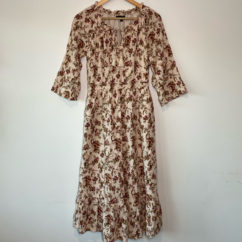 Frye Floral Cream and Brown Dress - Picture 2 of 10